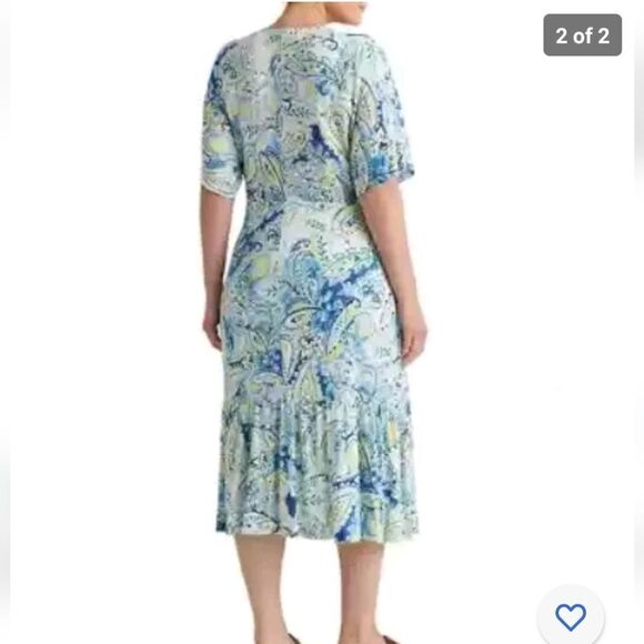 Lauren Ralph Lauren Paisley Linen-Blend Jersey Dress sz 2x - Picture 2 of 12